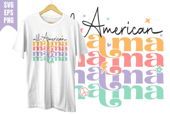 American Mama Love SVG: Retro Groovy Graphics for T-Shirt Designs