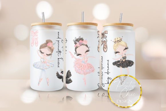Ballerina 16 Oz Glass Tumbler Wrap PNG: Graphics for Crafts-Driven Branding