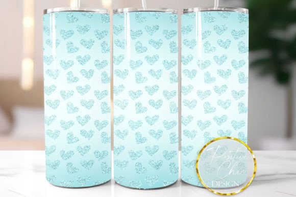 Blue Glitter Hearts Tumbler Wrap Design: Graphics for Crafts & Branding