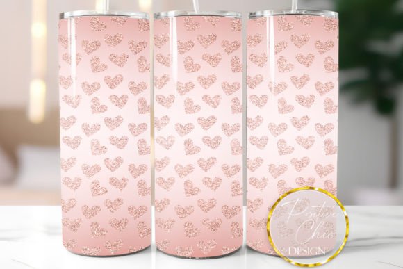 Blush Glitter Hearts Tumbler Wrap Design: Graphics for Crafts & Branding
