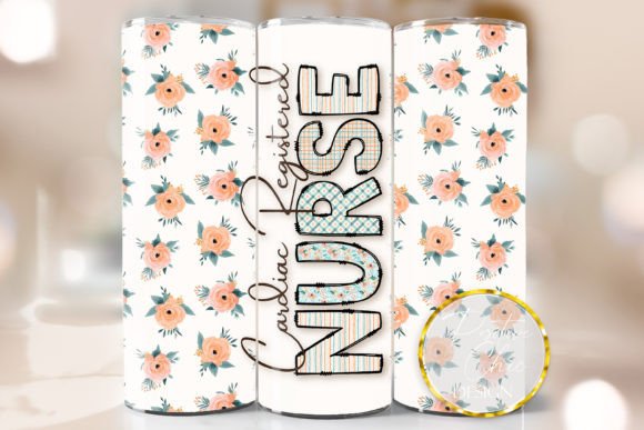 Cardiac Nurse Floral Tumbler Wrap Design: Graphics for Crafts & Branding