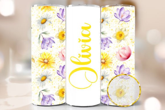 Custom Name Spring Flowers Tumbler Wrap: Graphics for Crafts