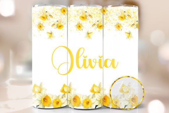 Daffodils Personalized Tumbler Wrap PNG: Graphics for Crafts