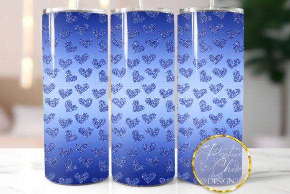 Dark Blue Glitter Hearts Tumbler Wrap: Graphics for Crafts-Driven Branding