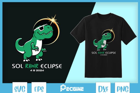 Dino Solar Eclipse 2024 SVG: Graphics for T-Shirt Designs