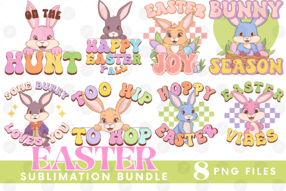 Easter Bundle PNG Bunny Eggs Tumbler Kid: Graphics & Illustrations