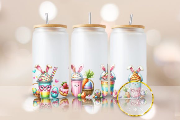 Easter Bunny Glass Tumbler Wrap Design: Graphics for Crafts & Seasonal Branding