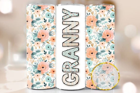 Floral Granny Tumbler Wrap PNG Design for Crafts & Graphics