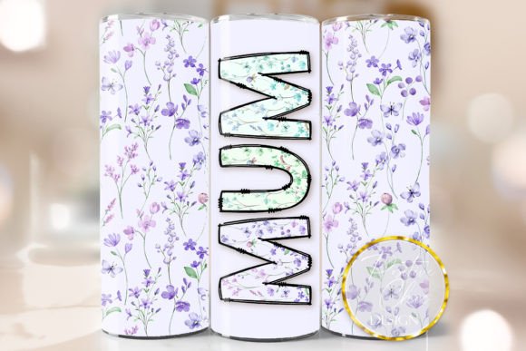 Floral Mothers Day Tumbler Wrap Mum PNG: Graphics for Crafts