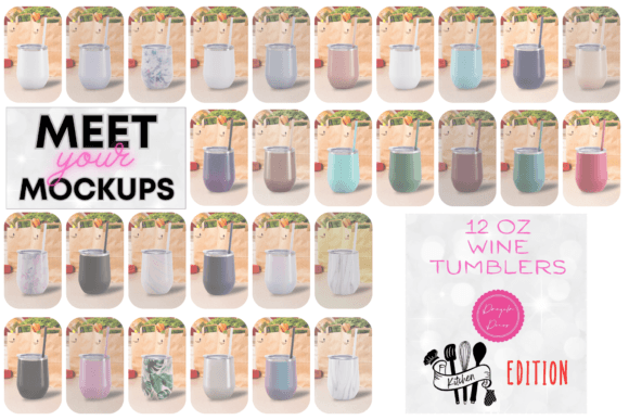 FULL BUNDLE Kitchen Wine Tumbler Mock Up