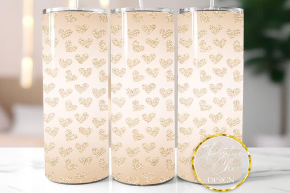 Gold Glitter Hearts Tumbler Wrap Graphics for Crafts