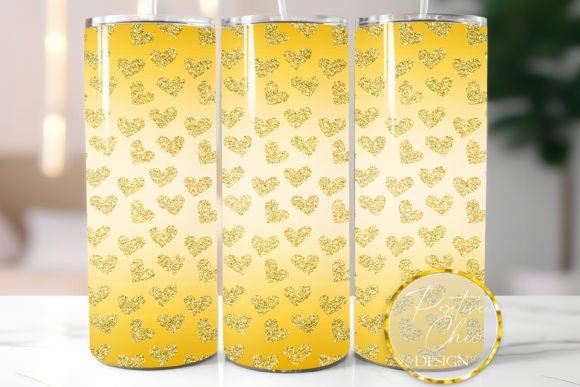 Gold Hearts Glitter Tumbler Wrap Design