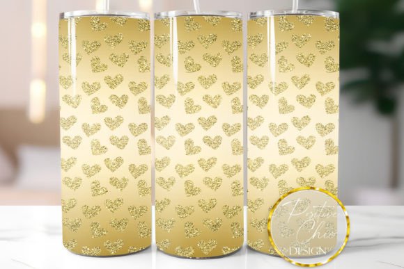 Golg Hearts Glitter Skinny Tumbler Wrap