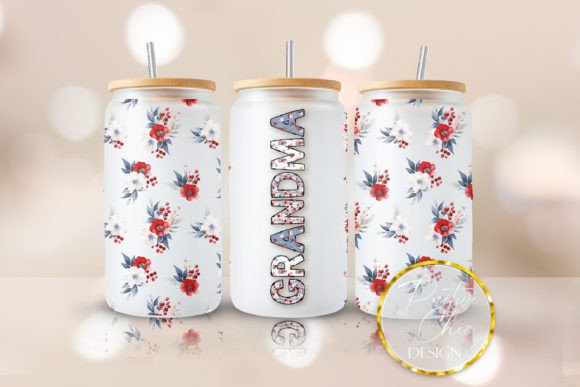 Grandma Libbey Can Wrap UVDTF Glass Cup Graphics