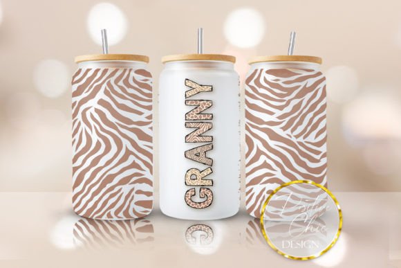 Granny 16 Oz Cup Wrap UVDTF Animal Print Graphics for Crafts