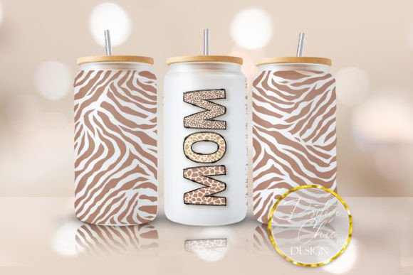 Mom 16 Oz Cup Wrap UVDTF Animal Print Graphics