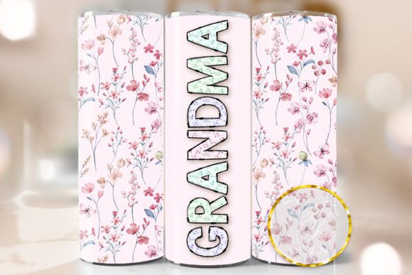 Mothers Day PNG Tumbler Wrap Grandma: Graphics for Crafts & Content