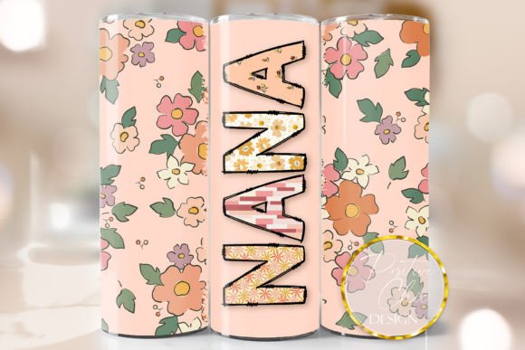 Nana Mothers Day Skinny Tumbler Wrap PNG: Graphics for Crafts & Gifting