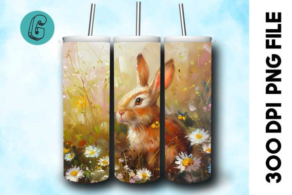 Oil Paint Easter Bunny Tumbler Wrap 33 Graphics & Backgrounds
