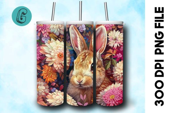 Oil Paint Easter Bunny Tumbler Wrap 38 Graphics & Backgrounds