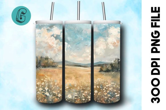 Oil Paint Wildflowers Tumbler Wrap 36 Graphics & Backgrounds