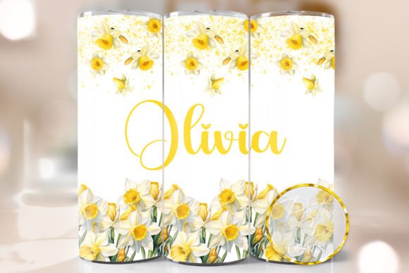 Personalized Daffodils Tumbler Wrap PNG: Graphics for Crafts