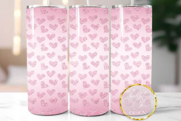 Pink Hearts Glitter Tumbler Wrap Design: Graphics for Crafts