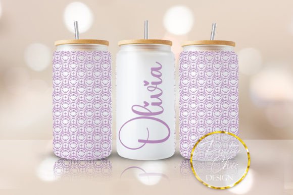 Purple 16 Oz Glass Tumbler Wrap Design: Graphics for Crafts & Branding