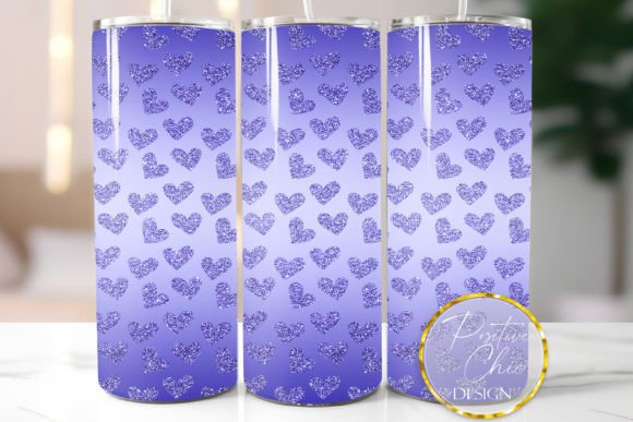 Purple Hearts Glitter Tumbler Wrap PNG: Graphics for Crafts Sellers
