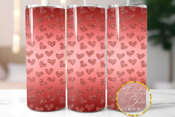 Red Hearts Glitter Skinny Tumbler Wrap: Graphics for Crafts & Branding