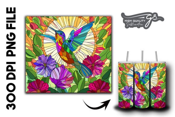 Stain Glass Hummingbird Tumbler Wrap 21 Graphics
