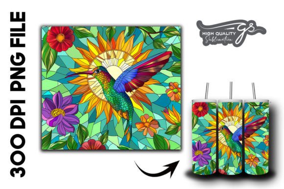 Stain Glass Hummingbird Tumbler Wrap 22 Graphics