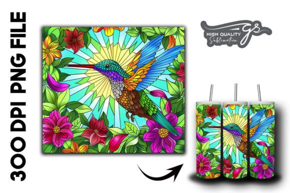 Stain Glass Hummingbird Tumbler Wrap 26 Graphics