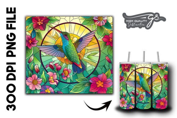 Stain Glass Hummingbird Tumbler Wrap 33 Graphics