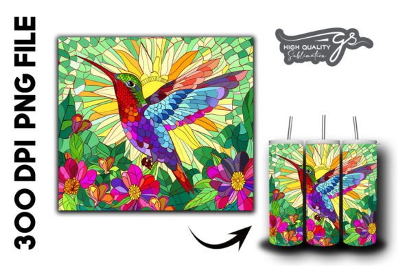 Stain Glass Hummingbird Tumbler Wrap 38 Graphics