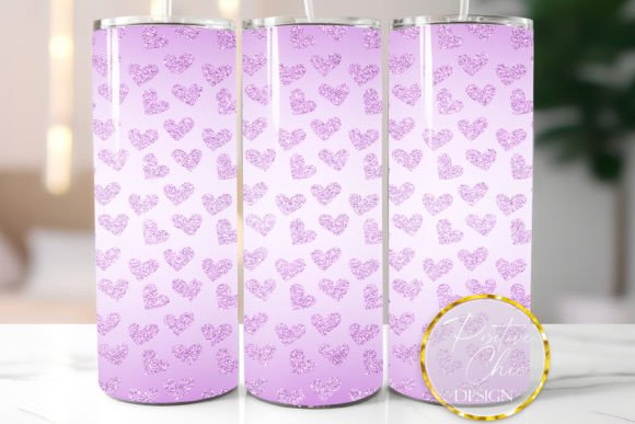 Tumbler Wrap Glitter Hearts Purple PNG: Graphics for Crafts-Driven Branding